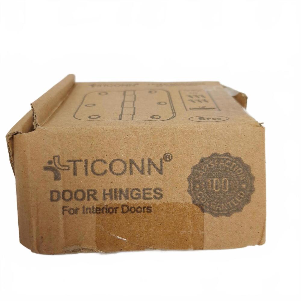 TICONN 6 Pack Matte Black Interior Door Hinges 3.5 x 3.5 Inch 5/8 Radius Corner